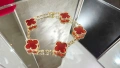 Van Cleef & Arpels VCA 5 Motifs Gold Red Carnelian Vintage Alhambra Дамска Гривна, снимка 1