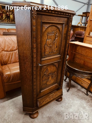 Красив ъглов шкаф с дърворезба , снимка 6 - Шкафове - 55100385