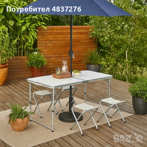 Комплект сгъваема алуминиева маса с 4 стола, снимка 9 - Къмпинг мебели - 55070505