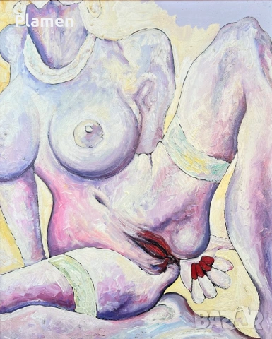 УНИКАТ КАРТИНА ЦВЯТКО ЦВЕТКОВ ЧЕРВЕН БРЯГ ПОДПИСАНА МАСЛО, снимка 2 - Картини - 54133882