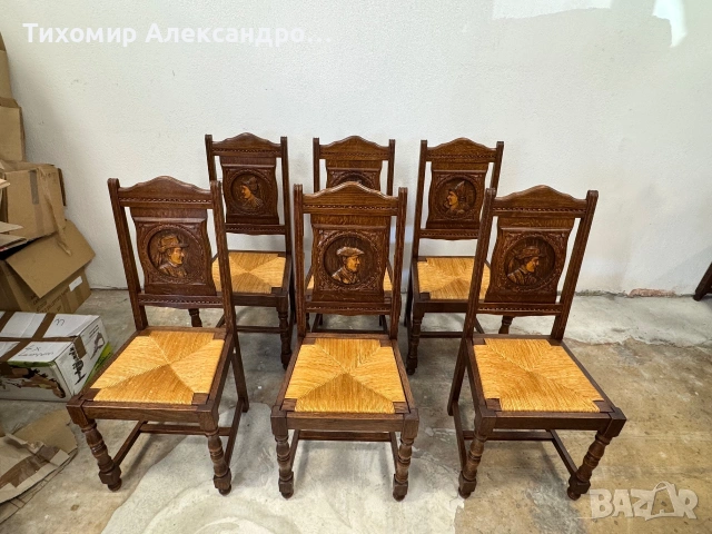 Комплект трапезни столове от дъбов масив, снимка 3 - Столове - 55006020