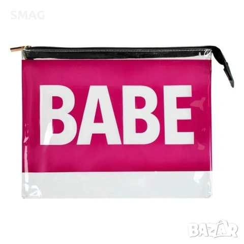 Прозрачен несесер плик фуксия Babe 29x23см козметичен_1223747