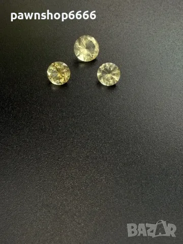Комплект 3 естествени цитрина – общо 2,15 ct – кръгъл брилянтен, снимка 6 - Бижутерийни комплекти - 55483477