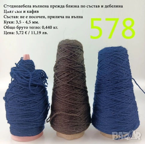 Прежди на бобини в малки количества, нови и остатъци, вълна, памук, вискоза, ламе, луреск, снимка 11 - Други - 52042481