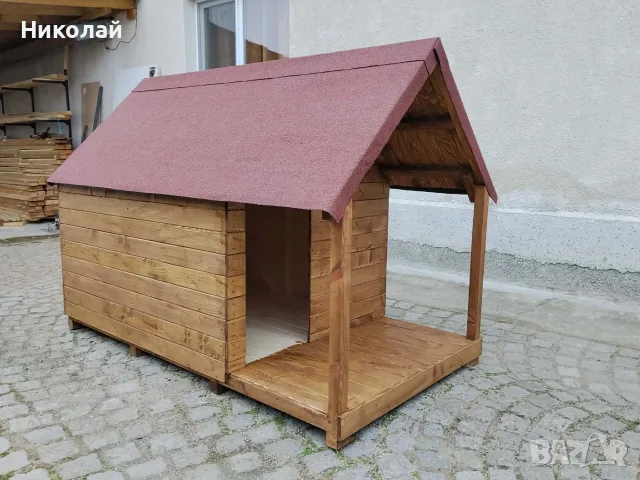 Дървена кучешка къща средни и големи породи кучета , къща кучета от дърво, кучешка колиба , куче, снимка 5 - За кучета - 55466651