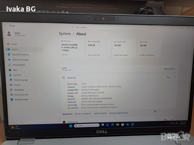 Лаптоп Dell Latitude 5510 i5-10210U 8GB 256GB NVMe, снимка 5 - Лаптопи за дома - 54639799