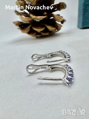 Сребърни обеци с Танзанит, снимка 7 - Обеци - 54118174