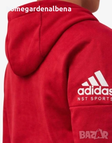 ADIDAS Stack Logo Hoodie Red Детско Горнище Оригинал 152 156 170, снимка 3 - Детски анцузи и суичери - 54481479