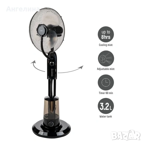 Вентилатор с водна мъгла 16" Muhler MF-1677, 75W, таймер, мехн. упр-е, снимка 2 - Вентилатори - 55128952