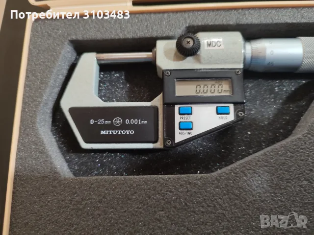 Микрометър Mitutoyo 0-25mm точност 0.001mm, снимка 7 - Стругове - 55363923