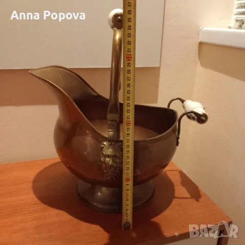 Английска медна кофа за въглища, снимка 4 - Антикварни и старинни предмети - 54802456