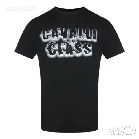 Оригинална тениска на CAVALLI CLASS! Л, ХЛ, черна опушена