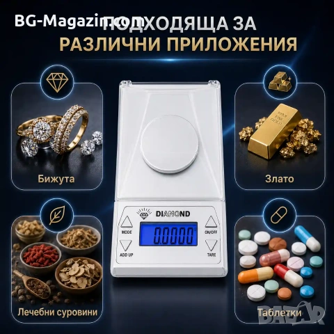 Професионална електронна везна 0.001 прецизна за злато бижута лекарства бижутерска дигитален кантар, снимка 2 - Везни - 50929877