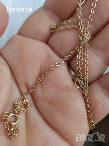 златен съветски синджир, с печат петолъчка, дължина 50 см, снимка 2 - Колиета, медальони, синджири - 55077324