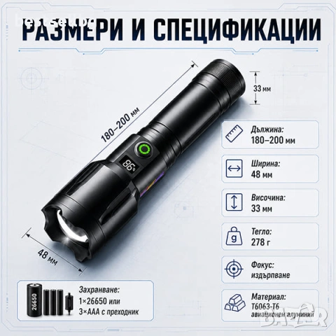 LED лазерен фенер мощен акумулаторен прожектор презареждаем и зарядно, снимка 7 - Къмпинг осветление - 47691652