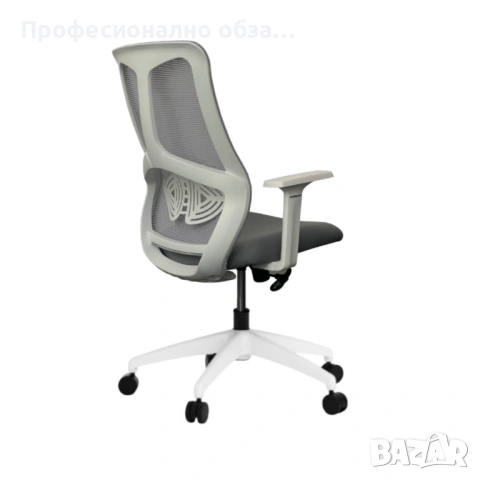 Комплект в бяло-сива гама офис стол с бюро с надстройка, снимка 3 - Мебели за детската стая - 54214306