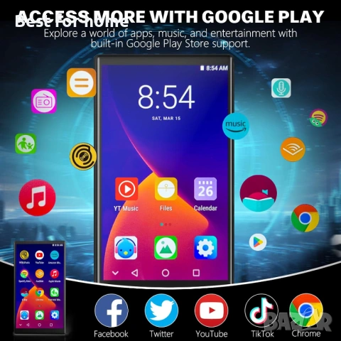 80GB MP3 плейър с Bluetooth и WiFi, снимка 2 - MP3 и MP4 плеъри - 54301344