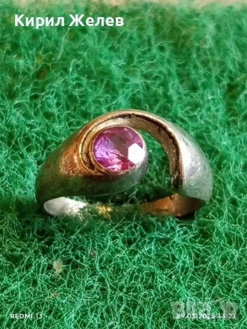 Сребърен пръстен синтетичен РУБИН майсторска ръчна изработка 54170