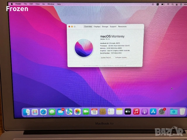 Apple Macbook air 13 , снимка 5 - Лаптопи за работа - 54592969