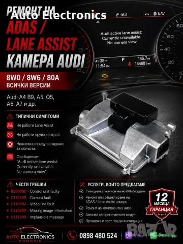 Ремонт на ADAS камера Audi Lane Assist 8W0 907 217