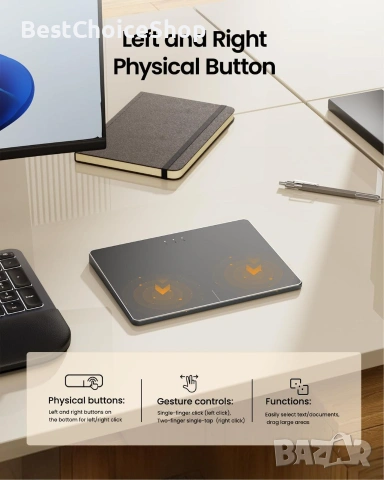 Безжичен тъчпад / тракпад ProtoArc T1 Plus с Bluetooth, за Windows 10/11 PC лаптоп, снимка 7 - Клавиатури и мишки - 55126015