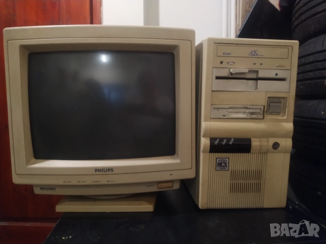 Антика Ретро АТ компютър 486DX4 /120MHz и монитор, снимка 2 - Работни компютри - 55000721
