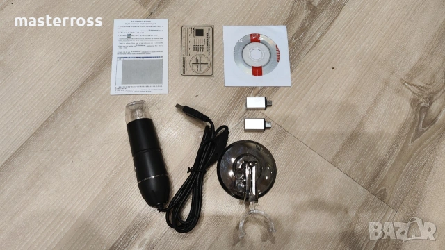 USB микроскоп 1600X с регулируемо LED осветление и стойка, снимка 3 - Друга електроника - 55237296