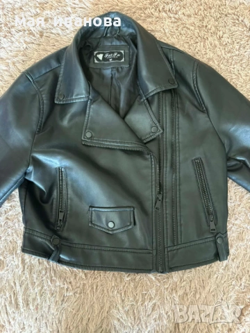 Късо кожено дамско яке, снимка 3 - Якета - 54180646