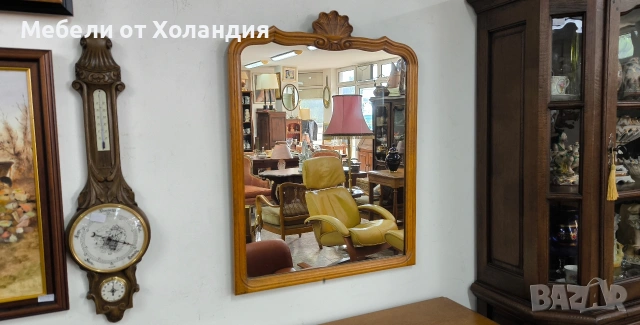 Дъбово огледало Луи с дърворезба