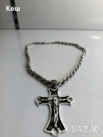 Сребърен синджир с кръст 61.24гр., снимка 3 - Колиета, медальони, синджири - 54293525