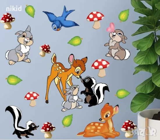 Бамби Тропчо самозалепващи стикери стикер за детска стая стена мебел декор самозалепващ