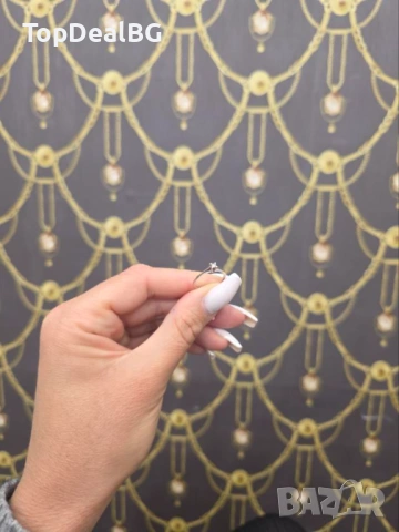 Златен пръстен с диамант, снимка 5 - Пръстени - 54030761