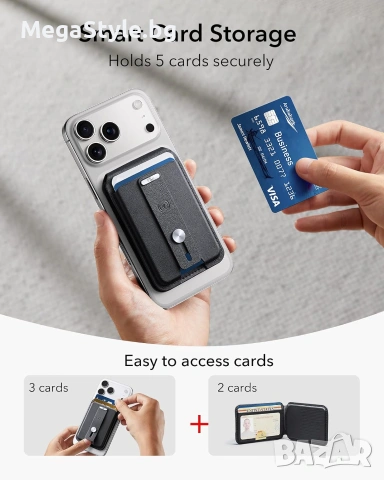 ESR Geo Magnetic Wallet Stand – Магнитен портфейл за телефон с Grip стойка и Find My функция, снимка 5 - Аксесоари за Apple - 55276874