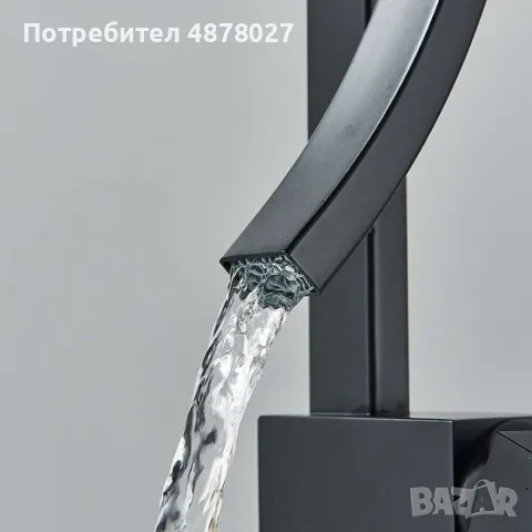 Смесител за мивка  модел водопад, матов, черен, снимка 3 - Мивки - 55607505