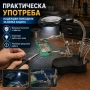 Мощна професионална настолна увеличителна лупа помощна ръка с LED осветление за запояване платки, снимка 8
