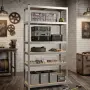 Метален стелаж с 5 рафта – 875 кг товароносимост, 180 × 90 × 30 см, сребрист, снимка 3