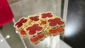 Van Cleef & Arpels VCA 5 Motifs Gold Red Carnelian Vintage Alhambra Дамска Гривна, снимка 4