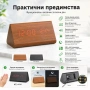 Декоративен LED настолен часовник дървен дигитален термометър USB постоянно светещ на ток електронен, снимка 3