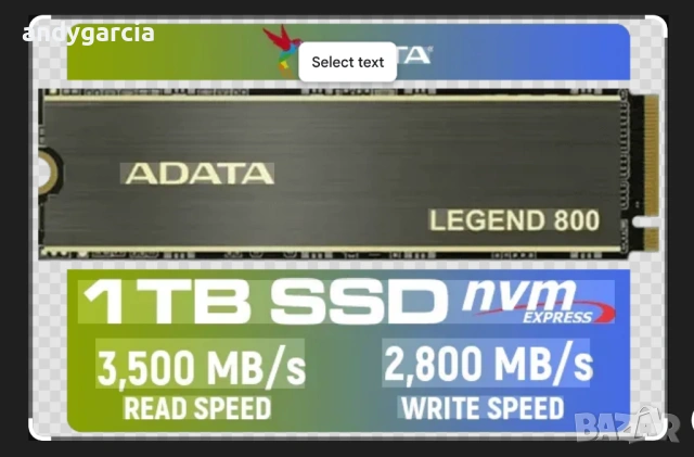  1TB SSD ADATA Legend 800 NVMe 1.4 ALEG-800-1000GCS на 150 дни 98% здраве диск лаптоп