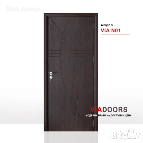 MDF интериорна врата N01 Венге | 70/80/90 см | Включено в цената Каса и пълен обков