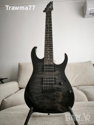 7 струнна Ibanez GRG7221QA-TKS Transparent Black Sunburst, снимка 2 - Китари - 54394718