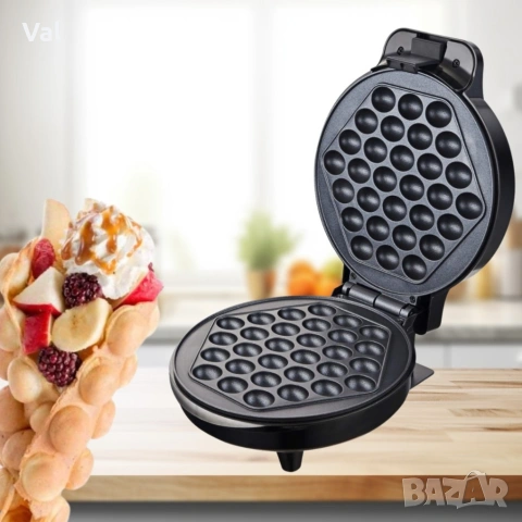Гофретник за Bubble Waffle Rosberg, 1000W, Черен, 2 ГОДИНИ ГАРАНЦИЯ, снимка 5 - Гофретници - 54811860