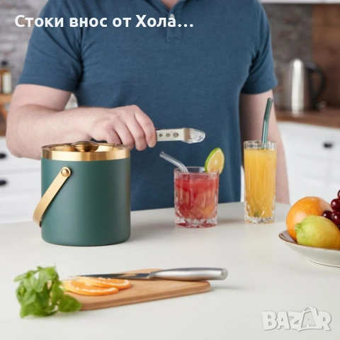 Контейнер за лед Relaxdays, неръждаема стомана, с двойни стени, с капак и дръжка, 1.5 литра, охладит, снимка 3 - Други стоки за дома - 54622779
