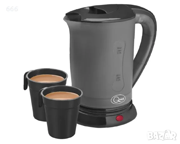 Компактна пътна кана Quest Black, 0,5 литра, 600 вата