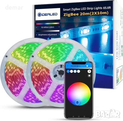 Smart ZigBee LED RGB лента 20м (2x10м) IDEALEd, управление с приложение и глас, сцени и таймер