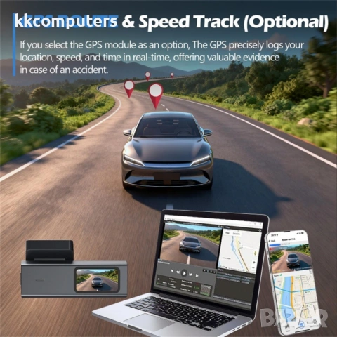 V69 4K Видеорегистратор за Автомобил с Предна и Задна Камера, WiFi, GPS и Нощно Виждане – Сив, снимка 8 - Зарядни за кола - 54734717