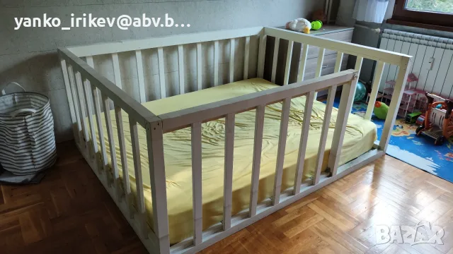 Детско дървено легло Монтесори 140х190, снимка 6 - Спални и легла - 55337578