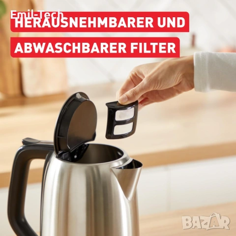 Нова електрическа кана Tefal 1.7L, мощност 2400W + подарък термо чаша, снимка 3 - Кани - 54454168