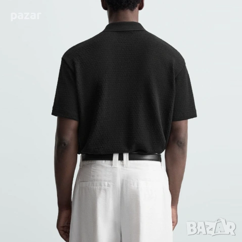 ZARA плетена мрежеста мъжка риза с къс ръкав M-L, снимка 6 - Ризи - 54417366