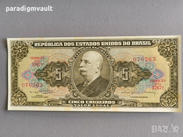 Банкнота - Бразилия - 5 крузейро UNC | 1962г.